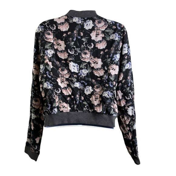 Abercrombie & Fitch Girl's Dark Floral Y2K Bomber Jacket Size L Retro Fairy Goth - Picture 13 of 13